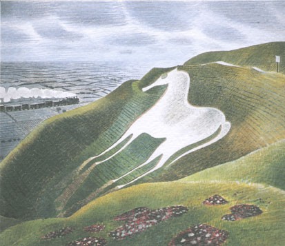 'White Horse and Train' by Eric Ravilious (B272) *