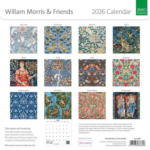 William Morris & Friends 2026 Calendar, Museum and Galleries (CAL08) Click image for calendar details 