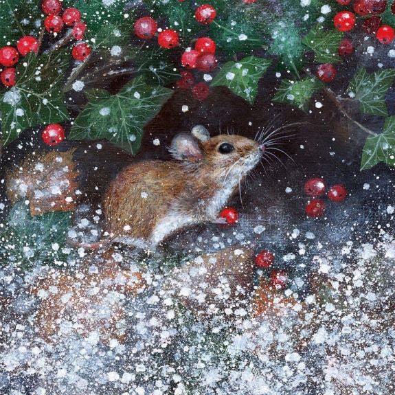 'Winter Mouse' by Lucy Grossmith (8 pack) (xmg79) g2 (smaller square format) 130mm x 130mm (message inside) Was 5.95, now 3.60