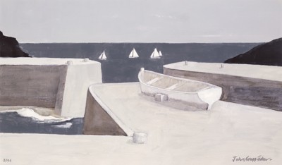  'Yachts off Porthgain' by John Knapp-Fisher (Print)
