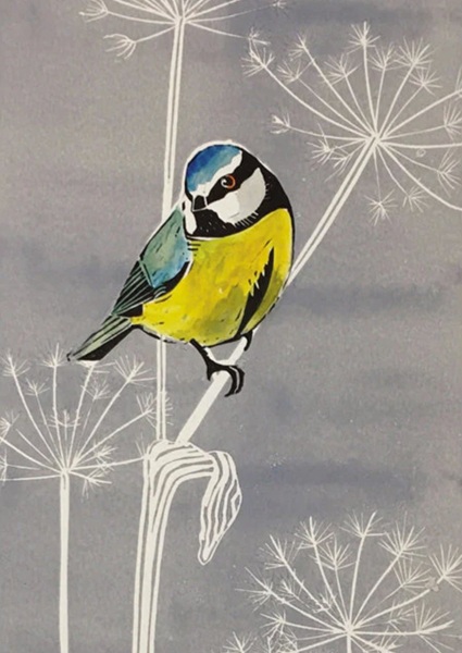 'Blue Tit on Cow Parsley' by Celia Lewis (R363) NEW