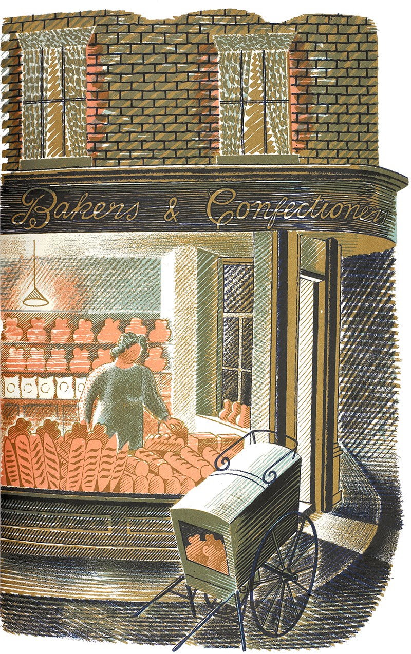 'Baker and Confectioner' by Eric Ravilious (Mounted Print)