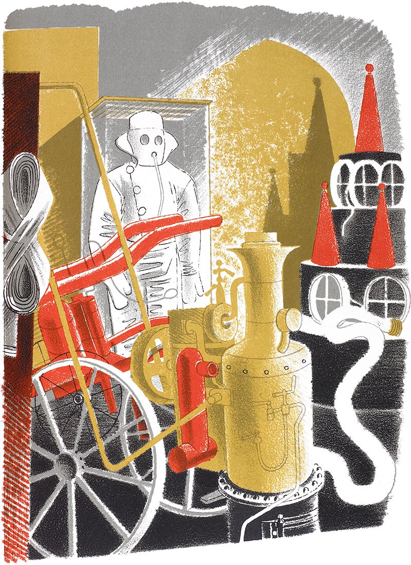 'Fire Engineer' by Eric Ravilious (Mounted Print)