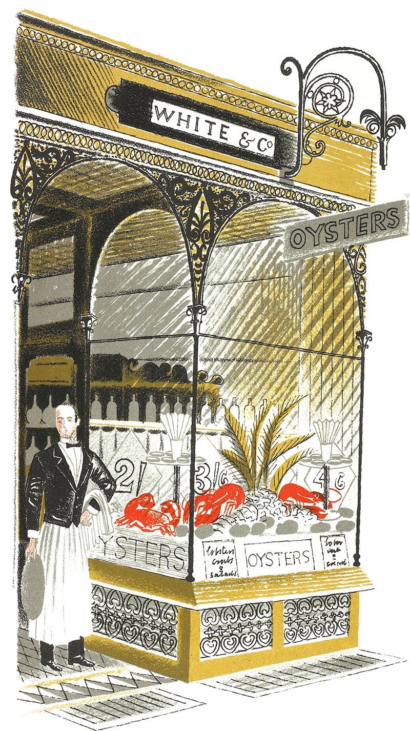 'Oyster Bar' by Eric Ravilious (Mounted Print)