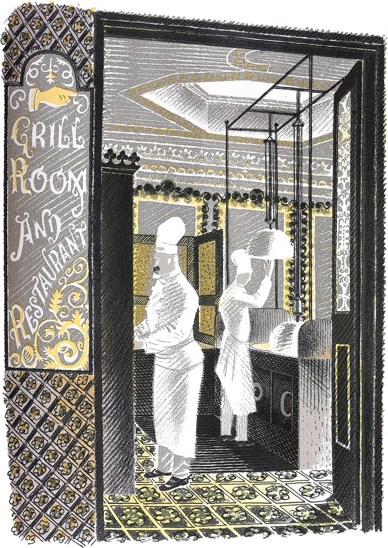 'Restaurant and Grill Room' by Eric Ravilious (Mounted Print)