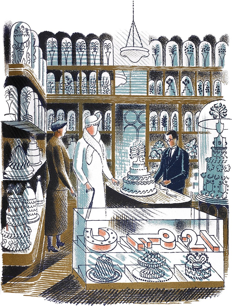 'Wedding Cakes' by Eric Ravilious (Mounted Print)
