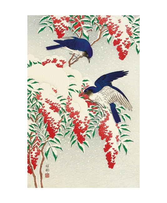 'Flycatchers in the Snow' c1929 by Ohara Koson (A195w) d