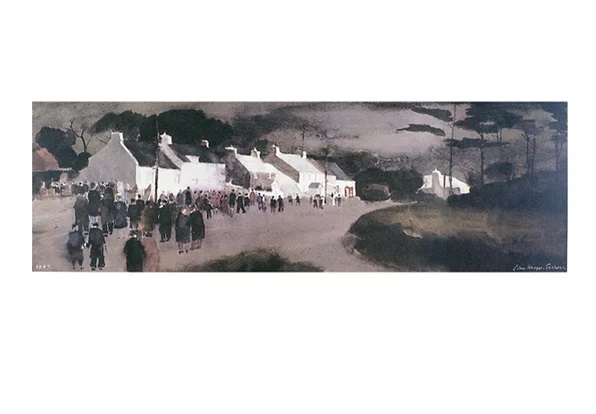 'Chapel Goers' by John Knapp-Fisher (P023d) (large card) Was 3.95, now 2.50