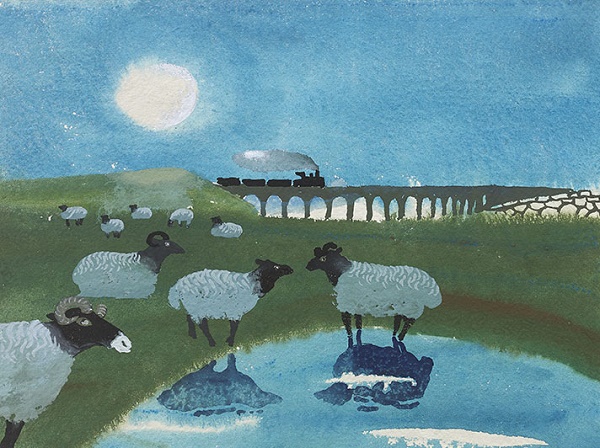 'Sheep and Train' by Mary Fedden (W132) NEW 