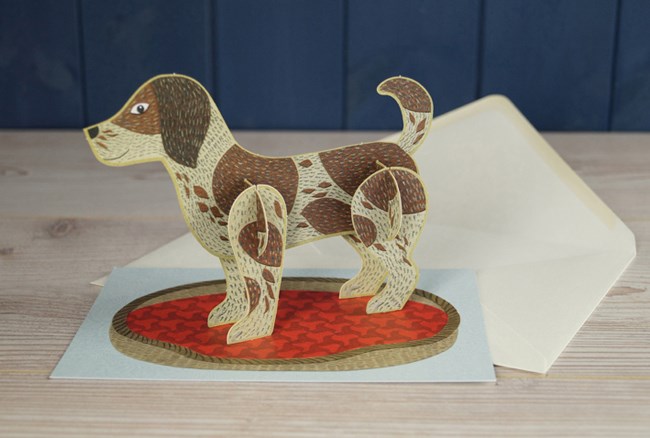 'Pop-Out Dog' Die-cut art card by Alice Melvin *