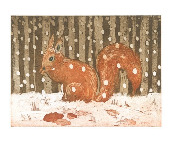 'Red Squirrel in Snow' by Lisa Hooper (A619w) 
