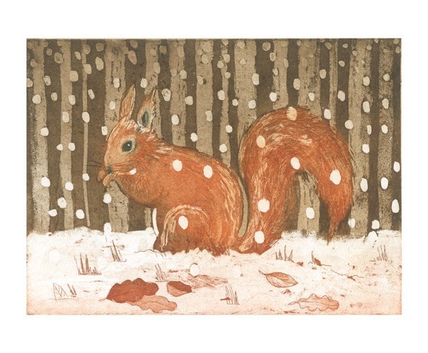 'Red Squirrel in Snow' by Lisa Hooper (A619w) 