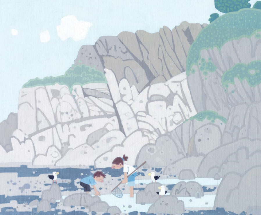 'Rock Pooling, Lee Bay' Mounted Limited Editon Print by Sasha Harding (Print) Was 115, now 60 