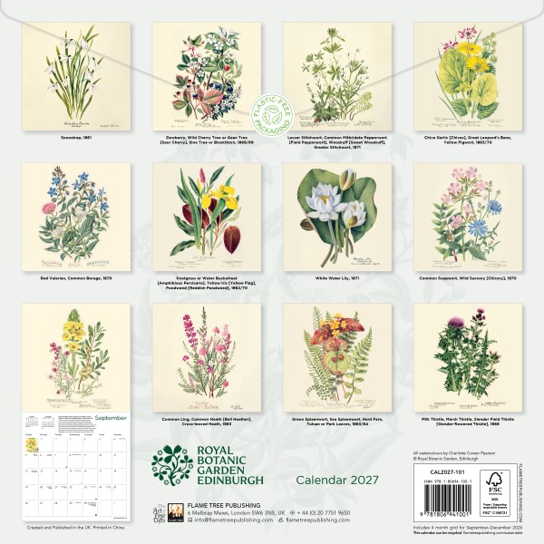 Royal Botanic Garden Edinburgh Wall Calendar 2027 (CAL11)  Click image for calendar details 