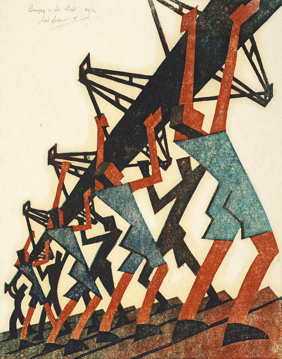 'Bringing in the Boat' by Sybil Andrews (Print)