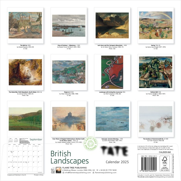 Tate British Landscapes Wall Calendar 2025 (CAL03)  Click image for calendar details 50% off listed price