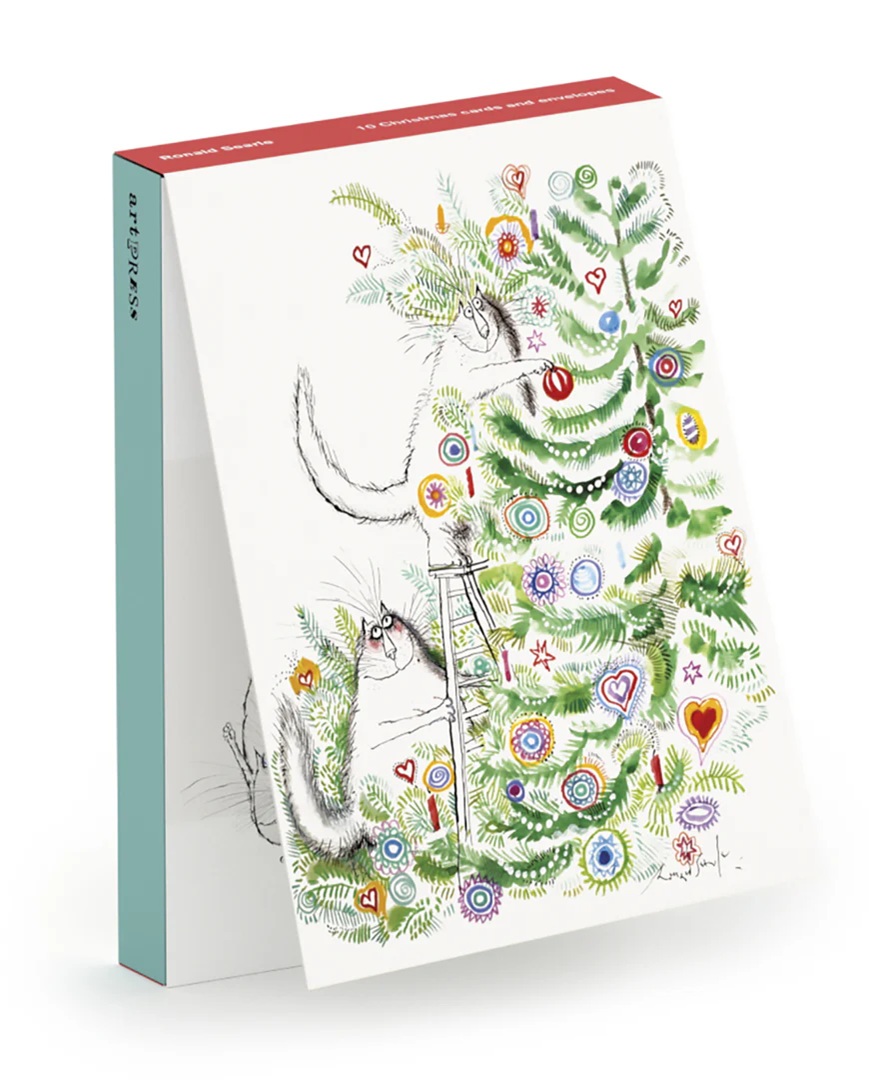 Ronald Searle 'Cats and the Christmas Tree' (CX06) g1 (10 card wallet) NEW 