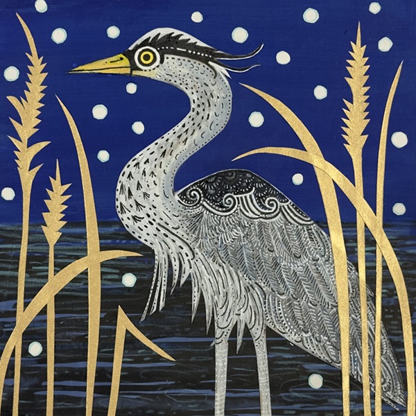 'Heron in the Snow' by Samuel Winterbourn NEW (6 card pack) (BX12) g2 Christmas Coming Soon