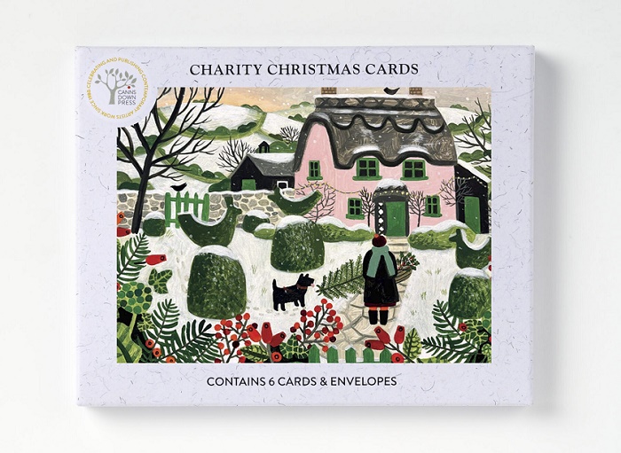 'Pink Cottage and Snowy Topiary' by Vanessa Bowman g2 (6 card pack) (BX01) Christmas Back In Stock Soon